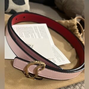 CHRISTIAN LOUBOUTIN baby pink Leather Belt with iconic red interior.